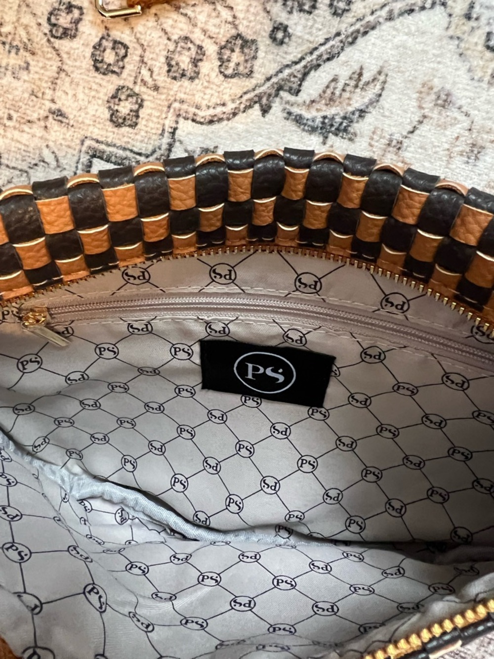 PRETTY SIMPLE Westlyn Woven Checker Crossbody Bag in Brown and Black - Picture 2 of 2